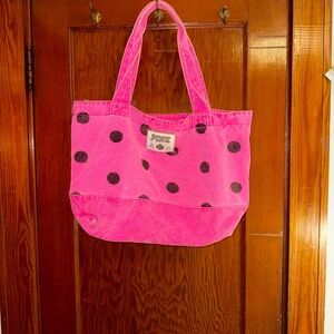 PINK Victoria's Secret Pink and Black Polka Dot Tote
